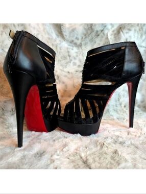 Christian Louboutin Red Bottom Strappy Caged Zip Ankle Booties EU 38 / US 8